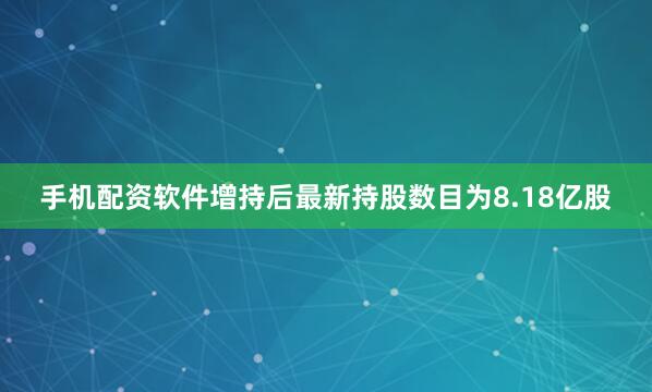 手机配资软件增持后最新持股数目为8.18亿股